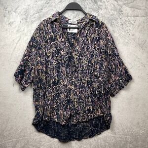 Vintage 90s Goouch Abstract Rayon Button Up Shirt Men Medium Multicolor Retro